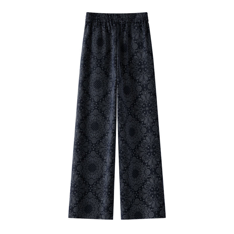 Nimara Ritual Casual Floral Pattern Polyester Women's Wide Leg Pants With Pockets