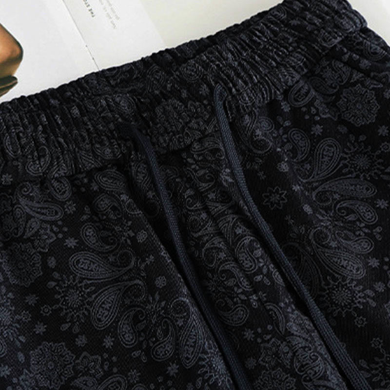 Nimara Ritual Casual Floral Pattern Polyester Women's Wide Leg Pants With Pockets