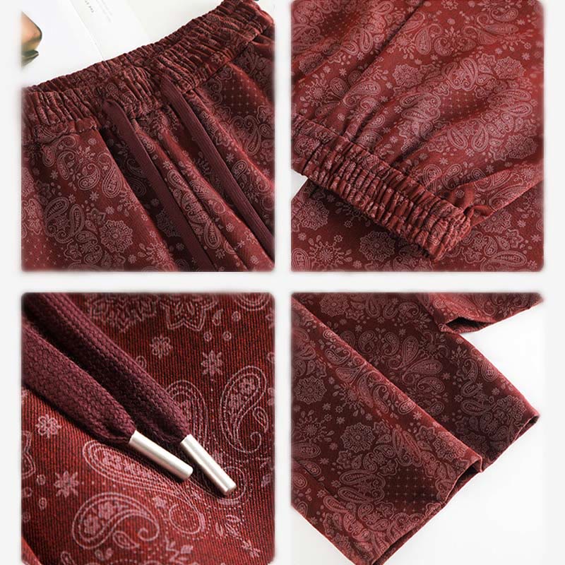 Nimara Ritual Casual Floral Pattern Polyester Women's Wide Leg Pants With Pockets