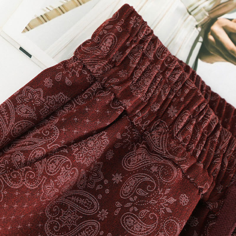 Nimara Ritual Casual Floral Pattern Polyester Women's Wide Leg Pants With Pockets
