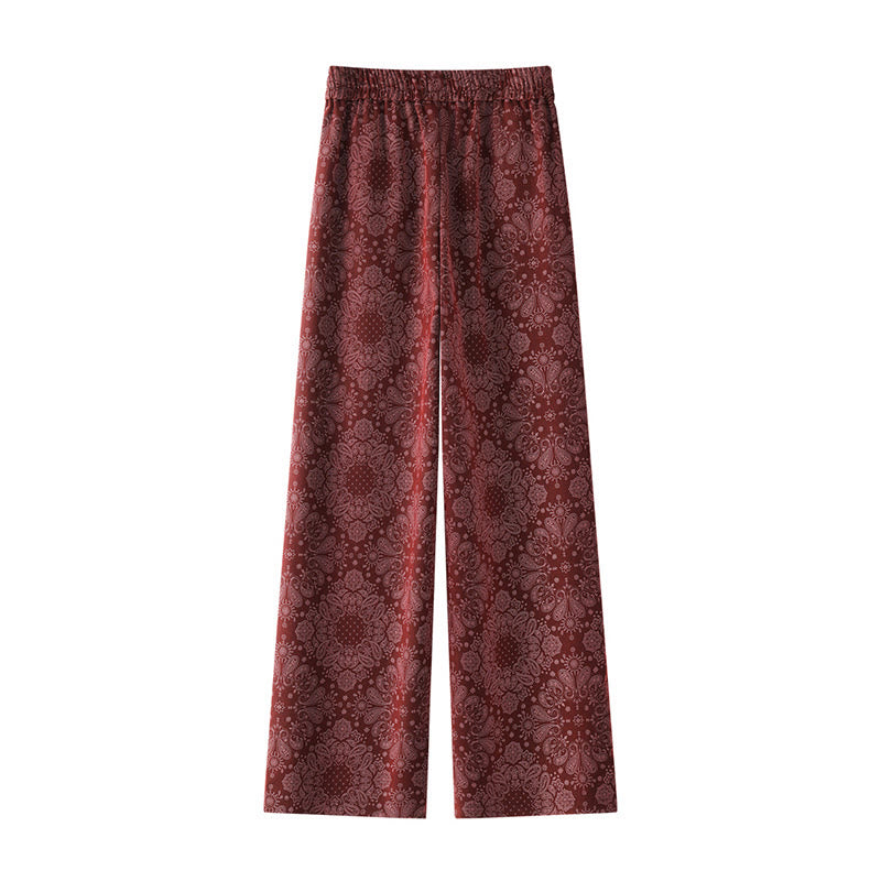 Nimara Ritual Casual Floral Pattern Polyester Women's Wide Leg Pants With Pockets