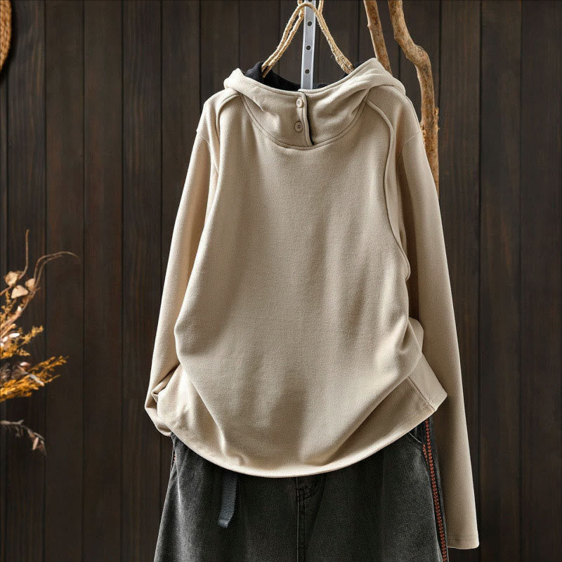 Nimara Ritual Winter Solid Color Cotton Thickened Long Sleeve Women's Hoodie Has Hood