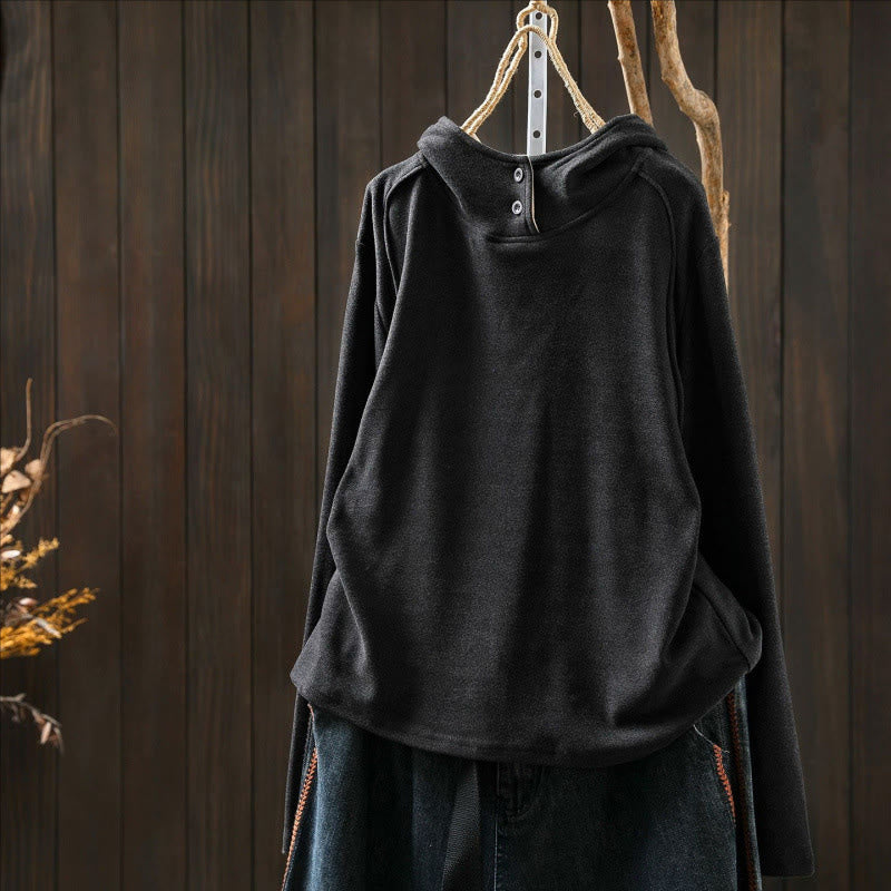 Nimara Ritual Winter Solid Color Cotton Thickened Long Sleeve Women's Hoodie Has Hood