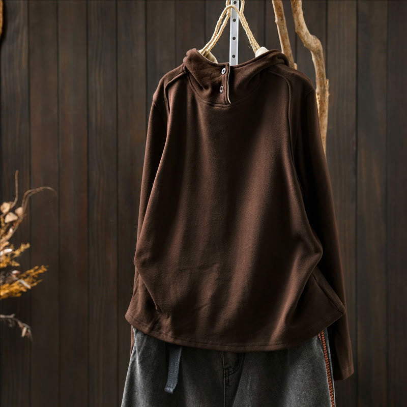 Nimara Ritual Winter Solid Color Cotton Thickened Long Sleeve Women's Hoodie Has Hood