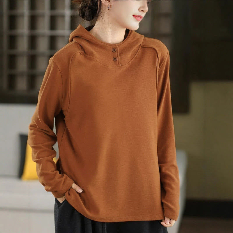 Nimara Ritual Winter Solid Color Cotton Thickened Long Sleeve Women's Hoodie Has Hood