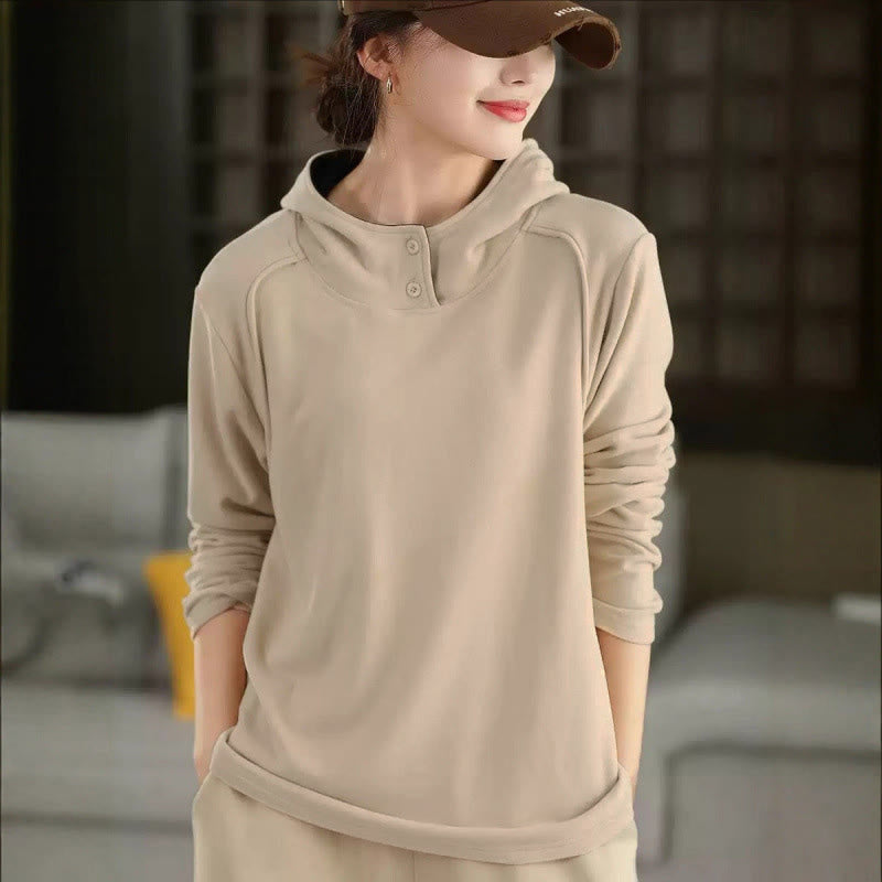 Nimara Ritual Winter Solid Color Cotton Thickened Long Sleeve Women's Hoodie Has Hood