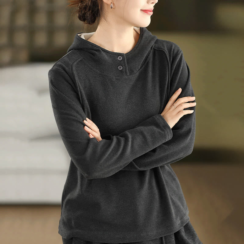 Nimara Ritual Winter Solid Color Cotton Thickened Long Sleeve Women's Hoodie Has Hood
