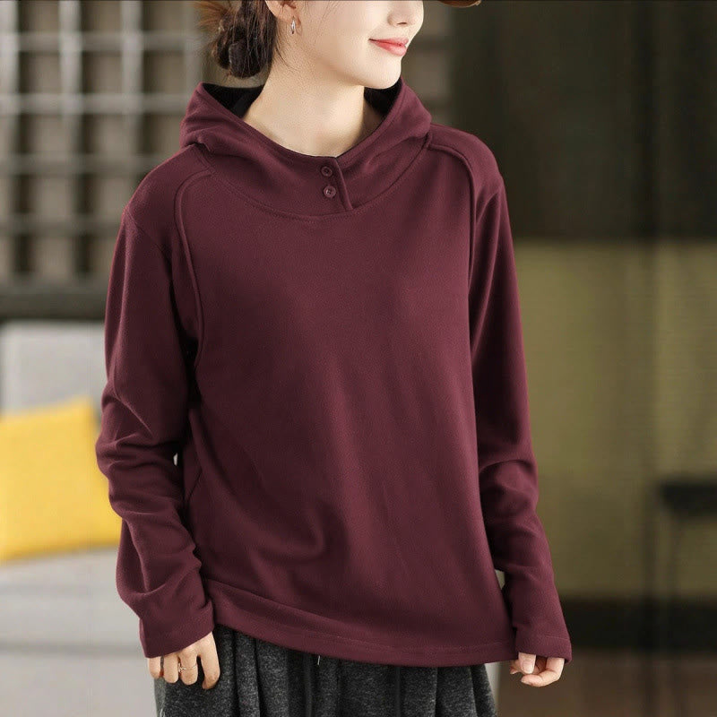 Nimara Ritual Winter Solid Color Cotton Thickened Long Sleeve Women's Hoodie Has Hood