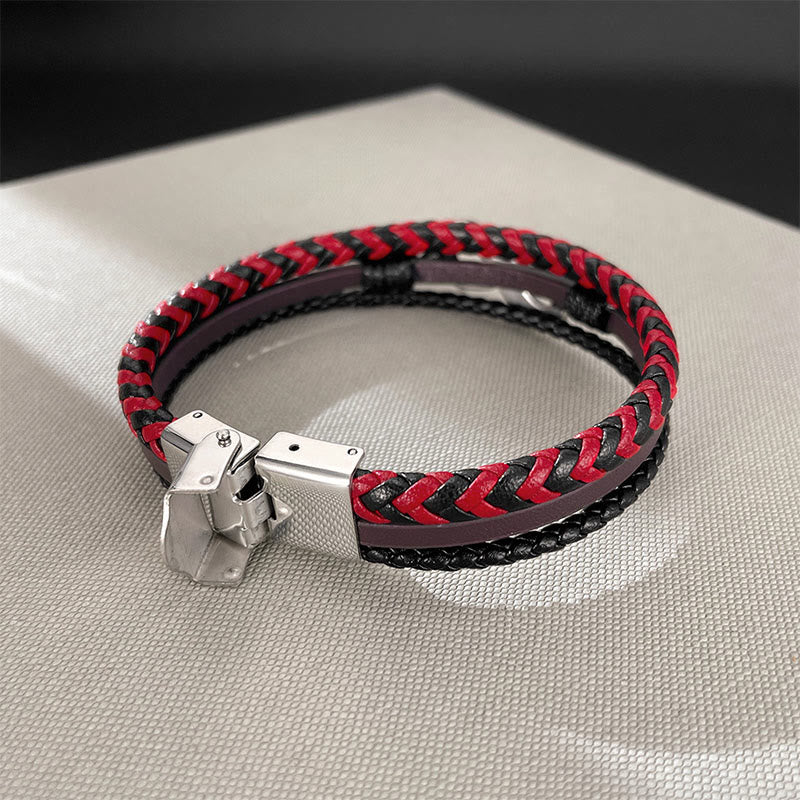 Nimara Ritual Infinitely Design Titanium Steel Braided Three-layer Leather Balance Bracelet