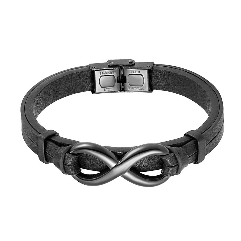 Nimara Ritual Infinitely Design Titanium Steel Single Layer Leather Balance Bracelet