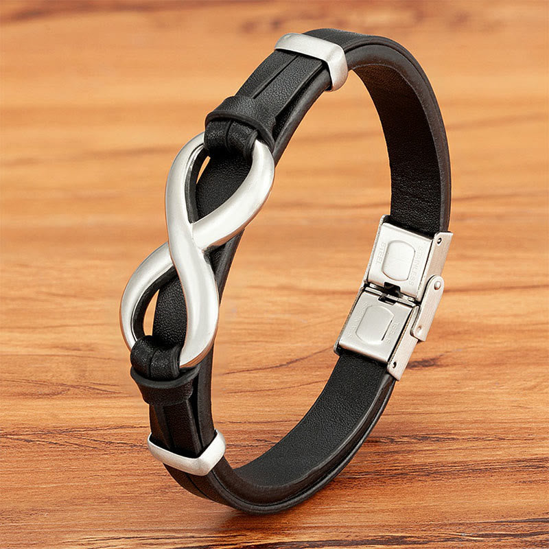 Nimara Ritual Infinitely Design Titanium Steel Multicolored Leather Strengthen Bracelet