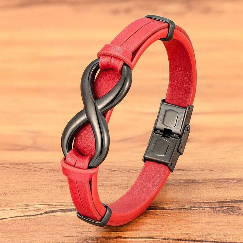 Nimara Ritual Infinitely Design Titanium Steel Multicolored Leather Strengthen Bracelet