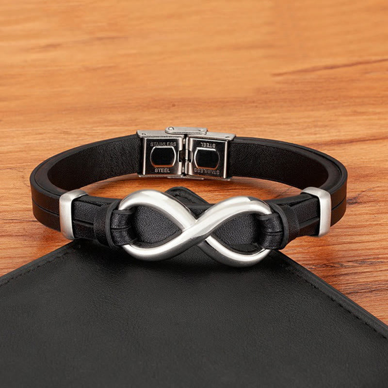 Nimara Ritual Infinitely Design Titanium Steel Multicolored Leather Strengthen Bracelet