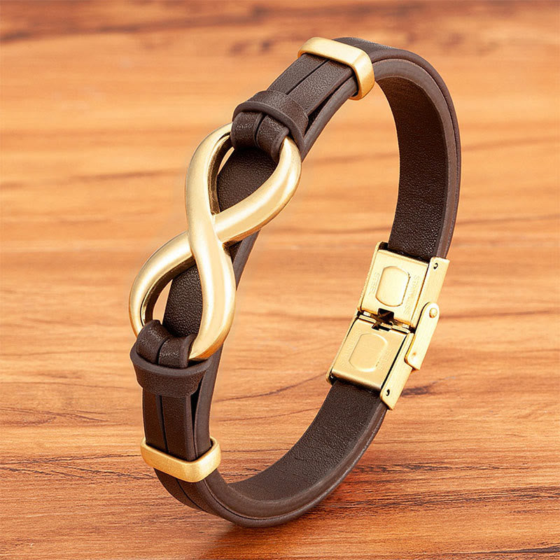 Nimara Ritual Infinitely Design Titanium Steel Multicolored Leather Strengthen Bracelet