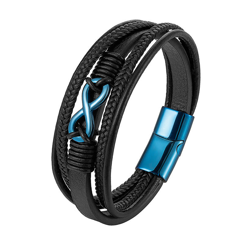 Nimara Ritual Colorful Infinitely Titanium Steel Multilayered Leather Strengthen Bracelet