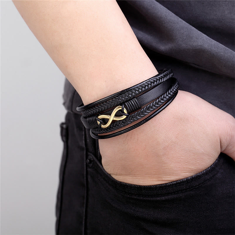 Nimara Ritual Colorful Infinitely Titanium Steel Multilayered Leather Strengthen Bracelet