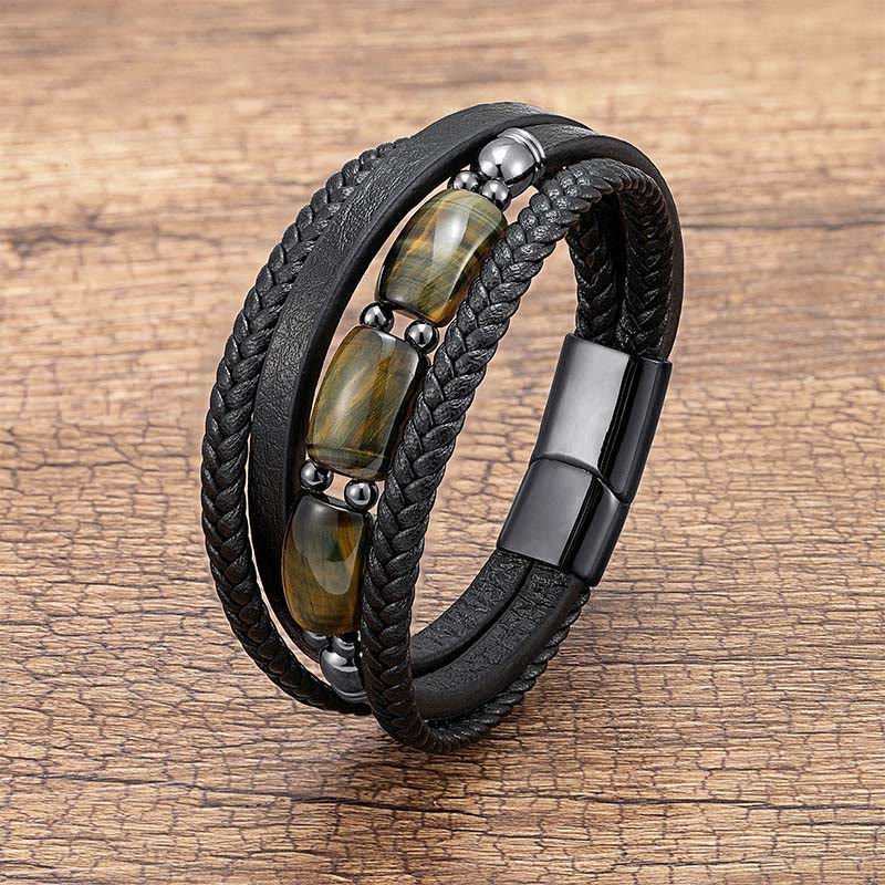 Nimara Ritual Natural Tiger Eye Green Tiger Eye Red Tiger Eye Leather Strengthen Bracelet