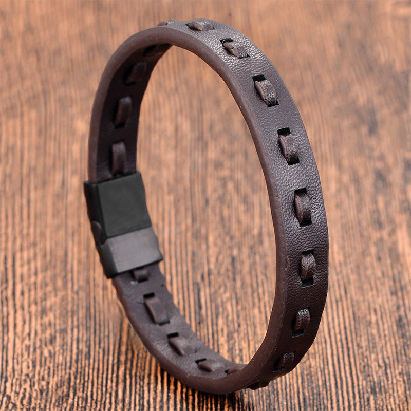 Nimara Ritual Titanium Steel Buckle Multilayered Braided Leather Calm Bracelet