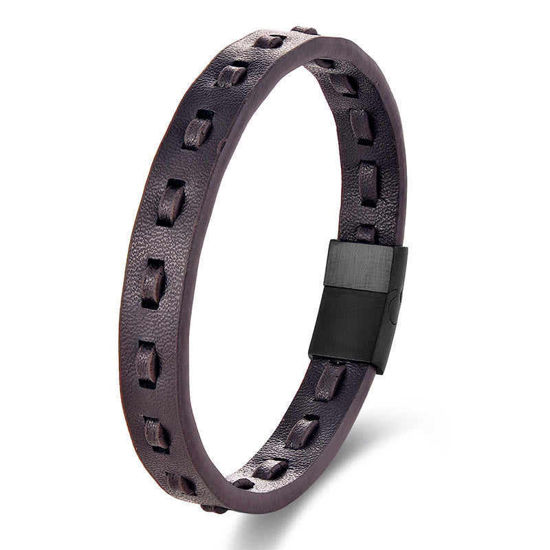 Nimara Ritual Titanium Steel Buckle Multilayered Braided Leather Calm Bracelet