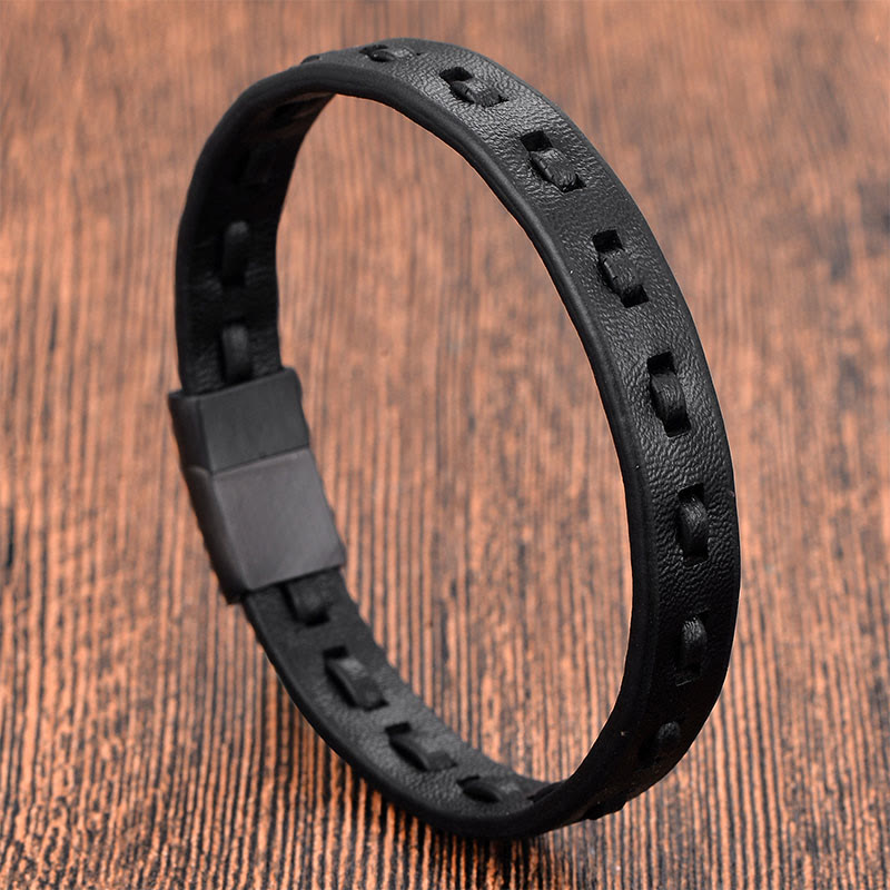 Nimara Ritual Titanium Steel Buckle Multilayered Braided Leather Calm Bracelet
