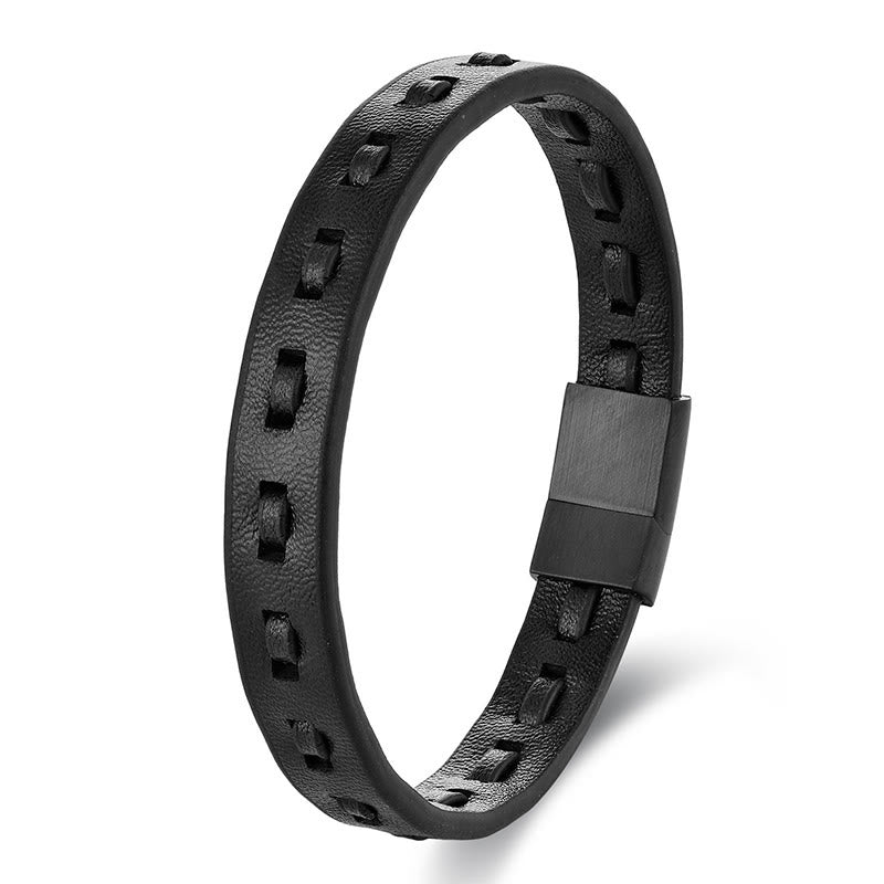 Nimara Ritual Titanium Steel Buckle Multilayered Braided Leather Calm Bracelet
