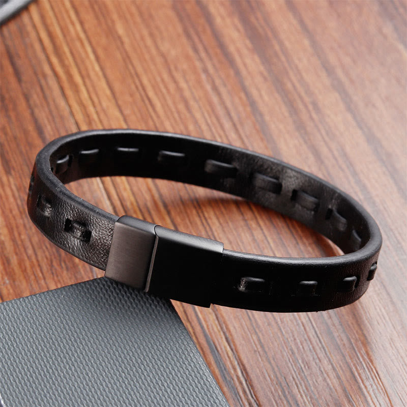 Nimara Ritual Titanium Steel Buckle Multilayered Braided Leather Calm Bracelet