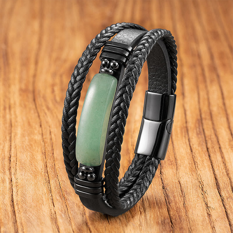 Nimara Ritual Hematite Lazurite Lapis Lazuli Black Glitter Stone Pink Crystal Titanium Steel Leather Strengthen Bracelet