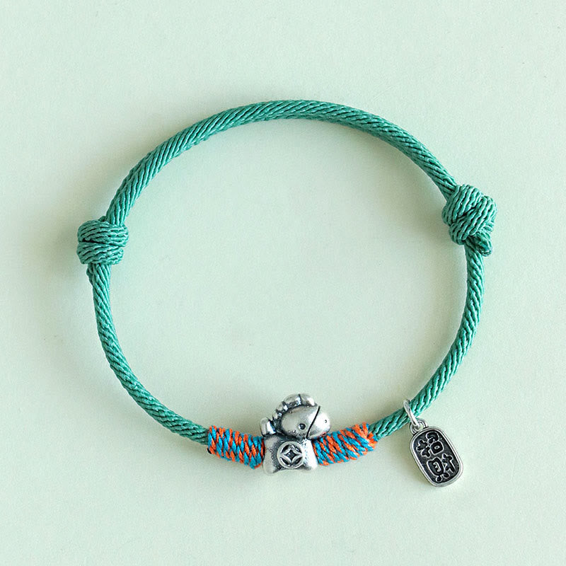 Nimara Ritual 999 Sterling Silver Year Of The Horse Fu Character Attract Fortune String Rope Luck Bracelet