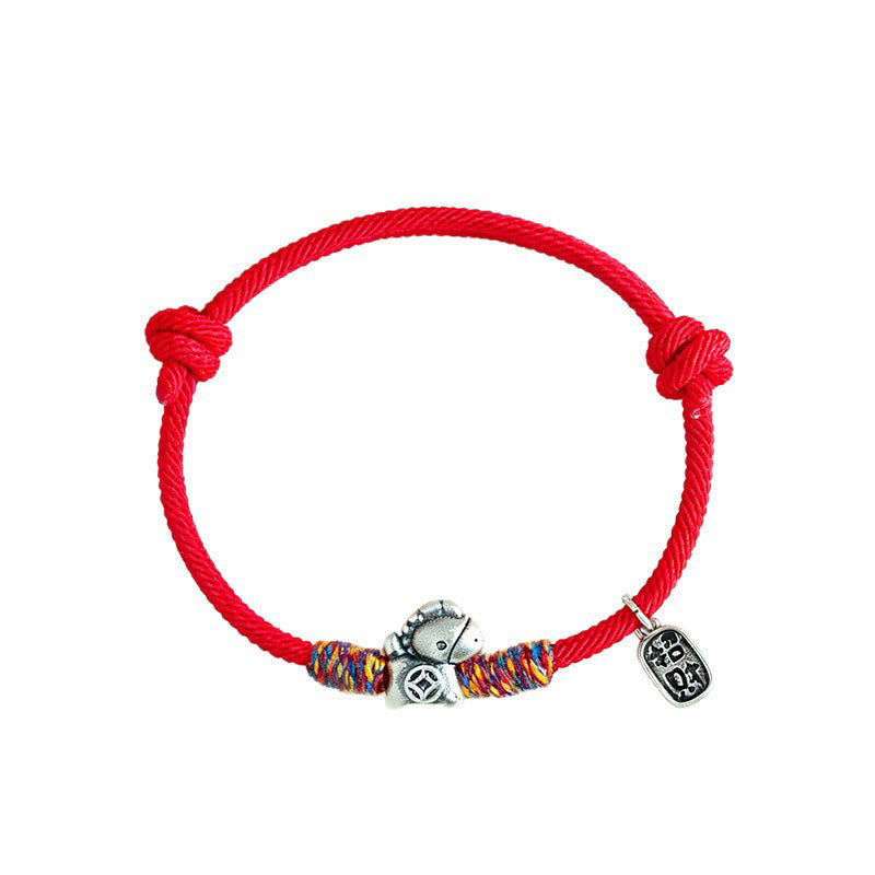 Nimara Ritual 999 Sterling Silver Year Of The Horse Fu Character Attract Fortune String Rope Luck Bracelet