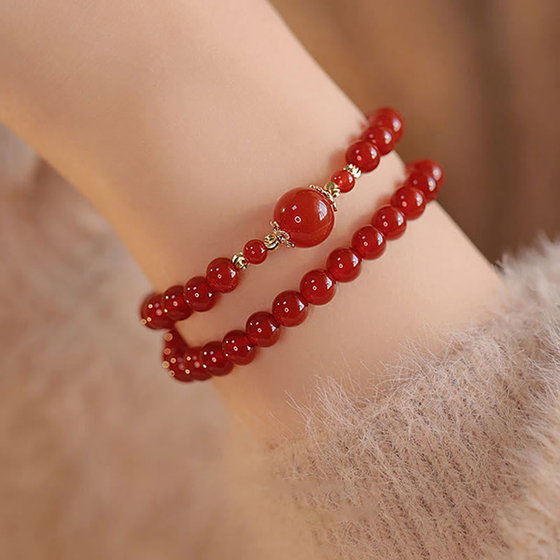 Nimara Ritual Double Wrap Red Agate Beaded Self-acceptance Confidence Bracelet