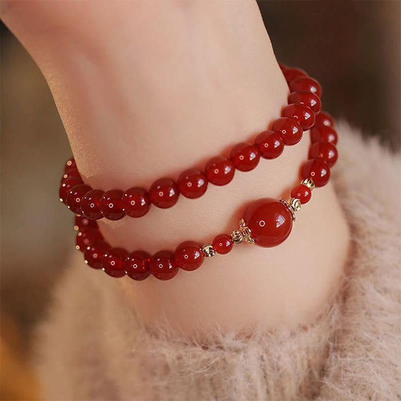 Nimara Ritual Double Wrap Red Agate Beaded Self-acceptance Confidence Bracelet