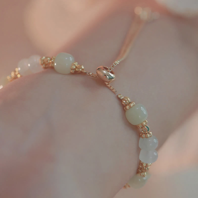 Nimara Ritual Butterfly Charm Hetian Jade Adjustable Chain Prosperity Bracelet