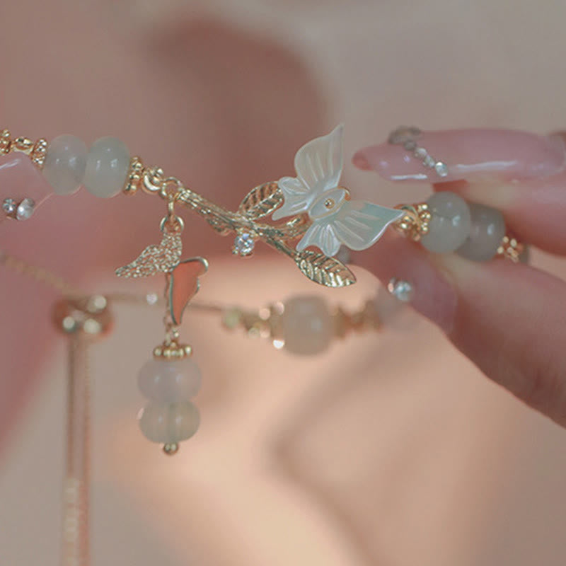 Nimara Ritual Butterfly Charm Hetian Jade Adjustable Chain Prosperity Bracelet