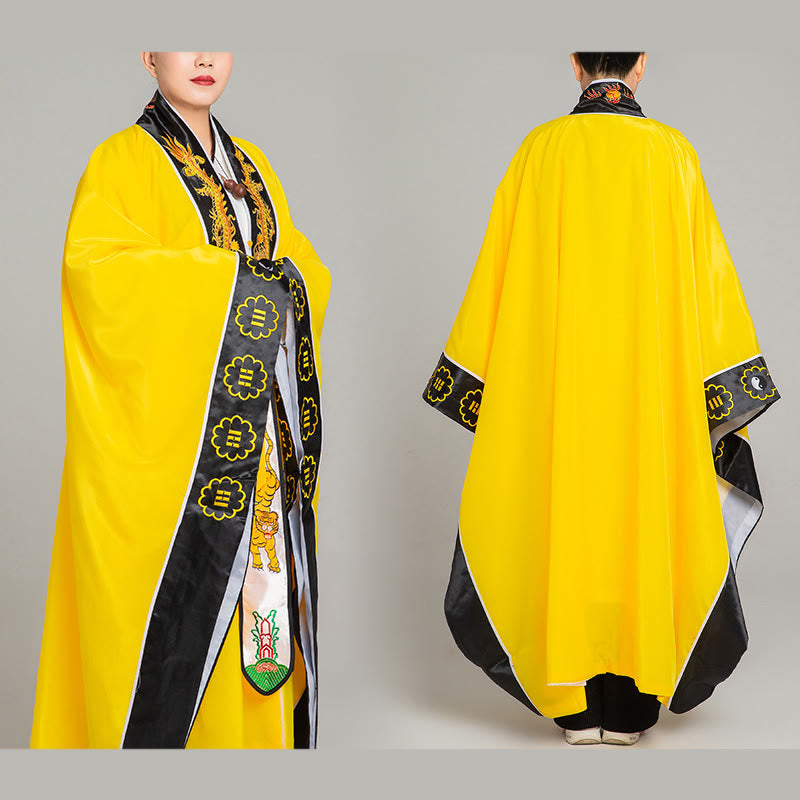 Nimara Ritual Wudang Embroidery Dragon Tiger Long Wide Sleeve Unisex Taoist Robe Kimono For Qigong Ceremony