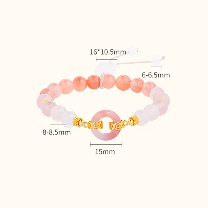 Nimara Ritual 925 Sterling Silver Red Agate White Chalcedony Peace Buckle Confidence Bracelet
