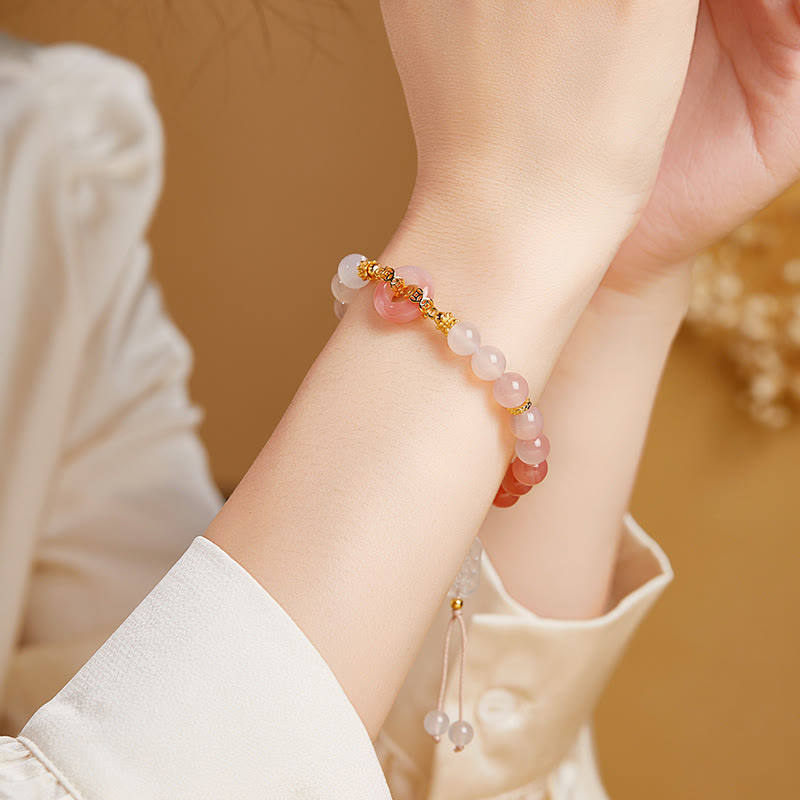 Nimara Ritual 925 Sterling Silver Red Agate White Chalcedony Peace Buckle Confidence Bracelet