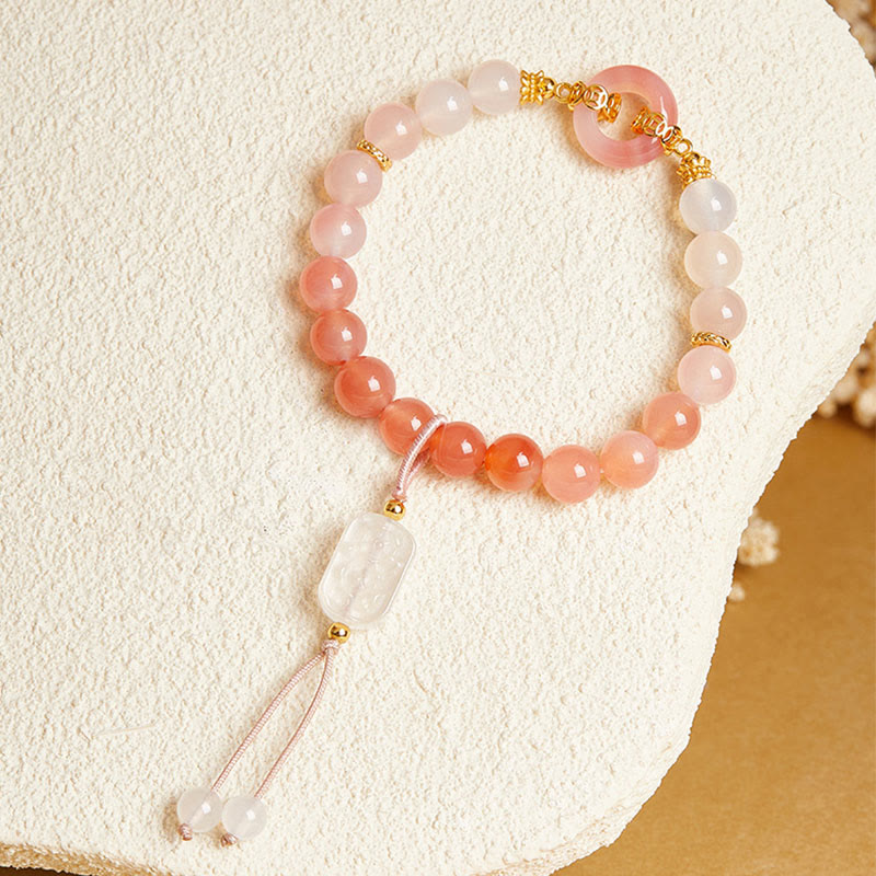 Nimara Ritual 925 Sterling Silver Red Agate White Chalcedony Peace Buckle Confidence Bracelet