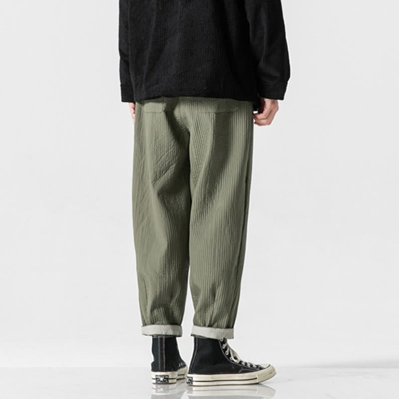 Nimara Ritual Fall Solid Color Drawstring Men's Ankle-Length Harem Pants With Pockets