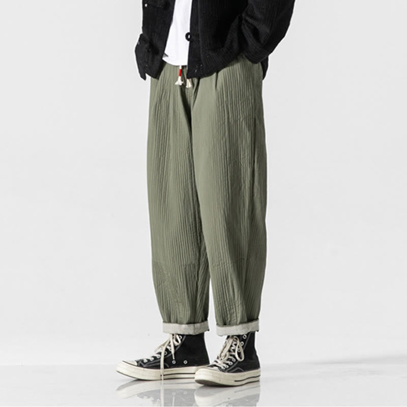 Nimara Ritual Fall Solid Color Drawstring Men's Ankle-Length Harem Pants With Pockets