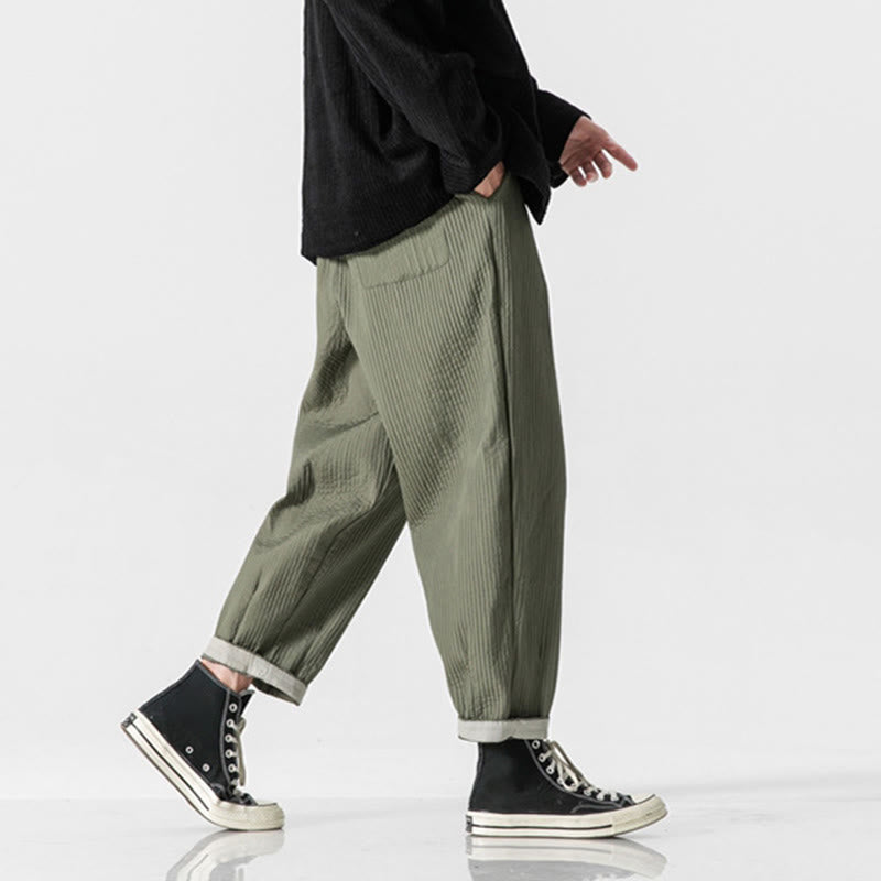 Nimara Ritual Fall Solid Color Drawstring Men's Ankle-Length Harem Pants With Pockets