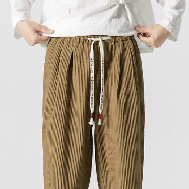 Nimara Ritual Fall Solid Color Drawstring Men's Ankle-Length Harem Pants With Pockets