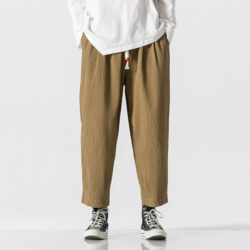 Nimara Ritual Fall Solid Color Drawstring Men's Ankle-Length Harem Pants With Pockets