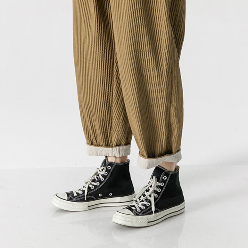 Nimara Ritual Fall Solid Color Drawstring Men's Ankle-Length Harem Pants With Pockets