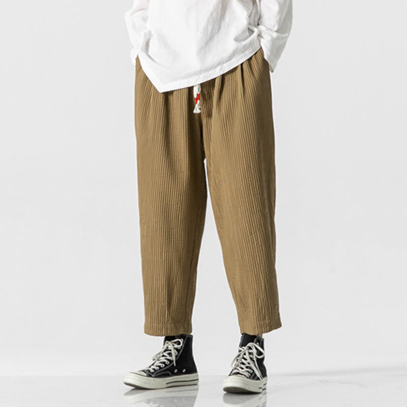 Nimara Ritual Fall Solid Color Drawstring Men's Ankle-Length Harem Pants With Pockets