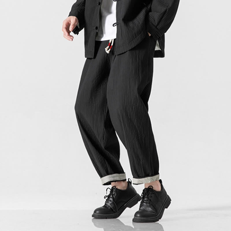 Nimara Ritual Fall Solid Color Drawstring Men's Ankle-Length Harem Pants With Pockets