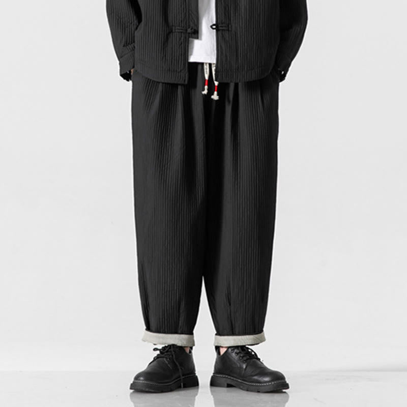 Nimara Ritual Fall Solid Color Drawstring Men's Ankle-Length Harem Pants With Pockets