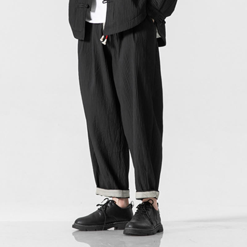 Nimara Ritual Fall Solid Color Drawstring Men's Ankle-Length Harem Pants With Pockets