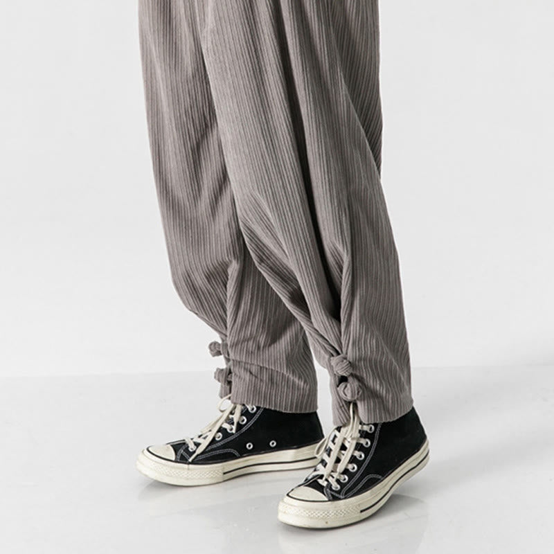 Nimara Ritual Fall Winter Men's Pure Color Button Design Cotton Straight Leg Pants With Pockets