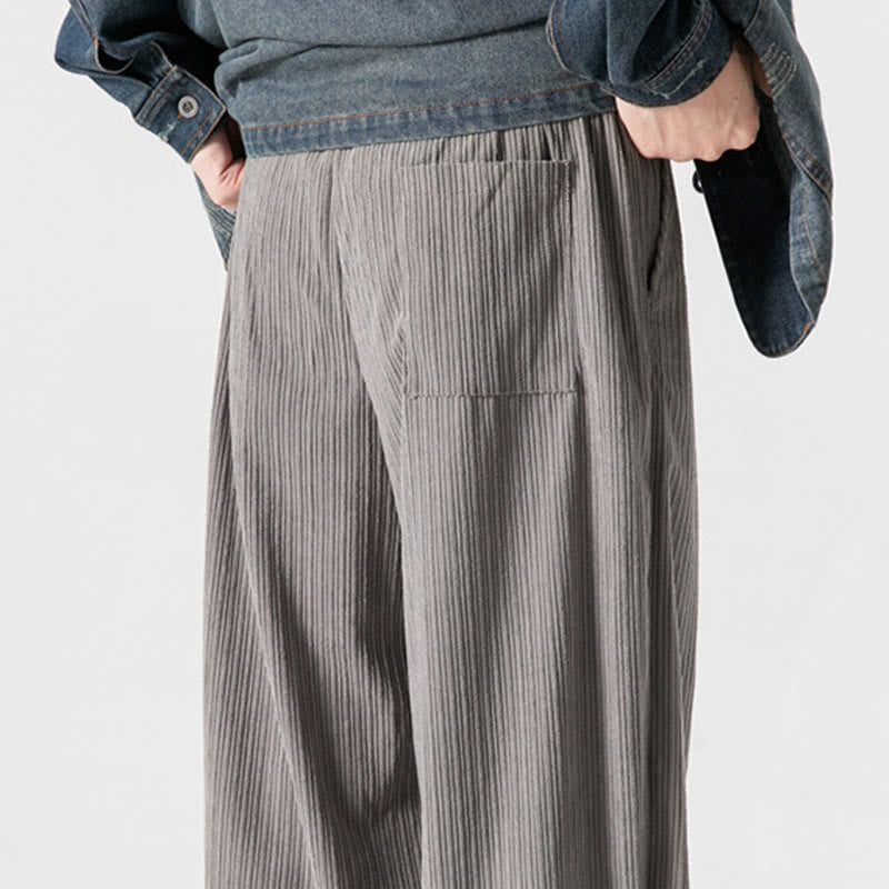 Nimara Ritual Fall Winter Men's Pure Color Button Design Cotton Straight Leg Pants With Pockets