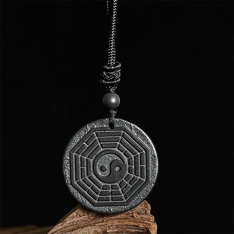 Nimara Ritual Authentic Shungite Stone Yin Yang Bagua Protection Necklace Pendant